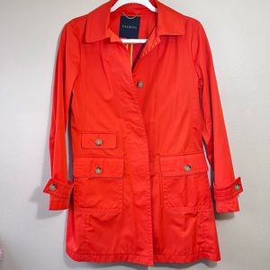 Talbots orange light weight rain jacket trenchcoat spring orange size XS EUC